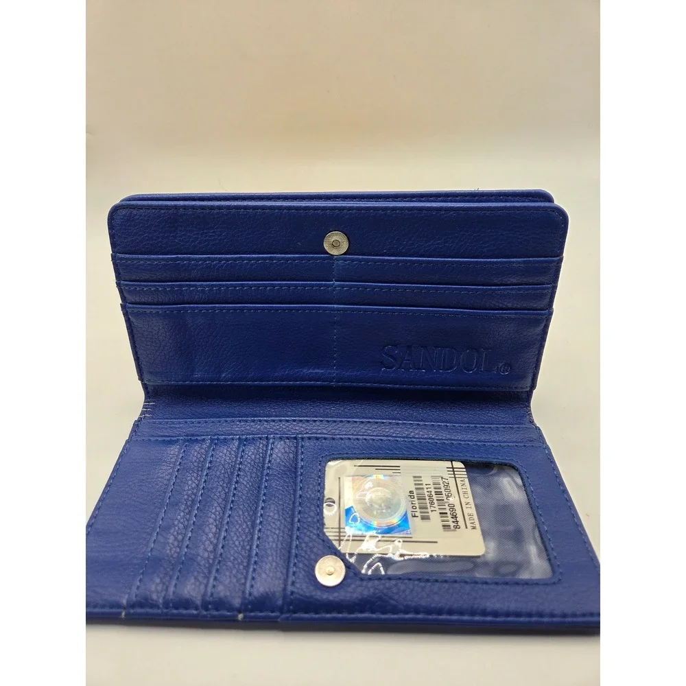 Sandol Florida Gators Royal Blue Pebbled Vegan Leather Continental Wallet NEW